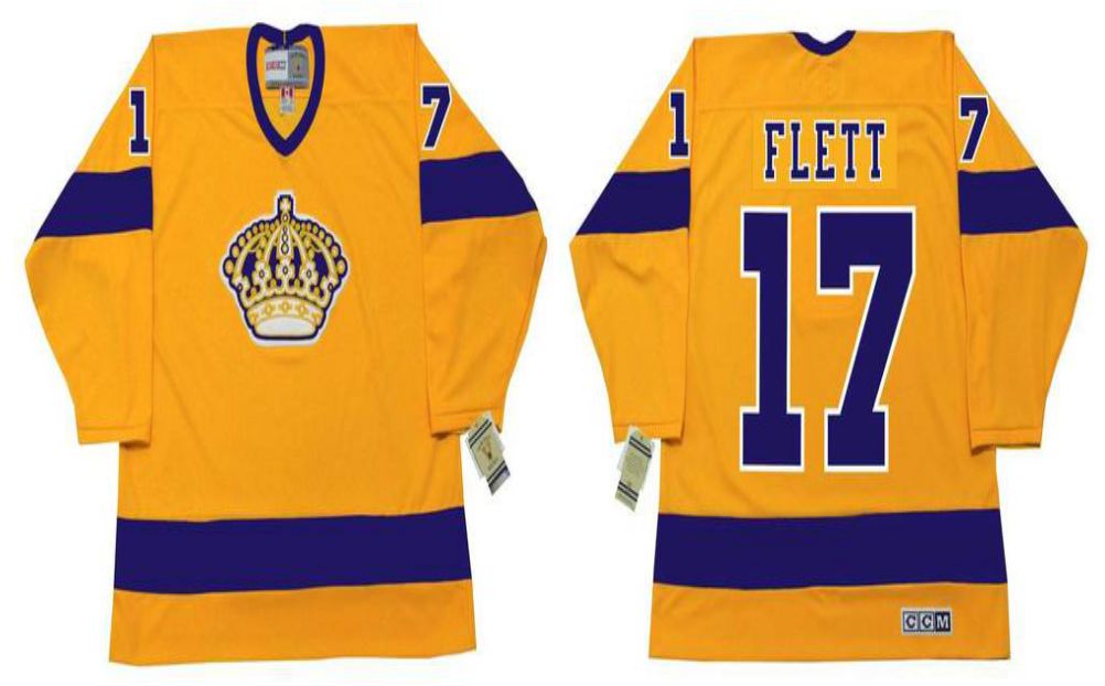 2019 Men Los Angeles Kings #17 Flett Yellow CCM NHL jerseys